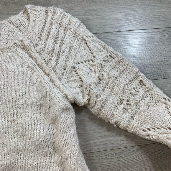 ANTHROPOLOGIE Pilcro Luna Pointelle Sweater Cream - Picture 8 of 14